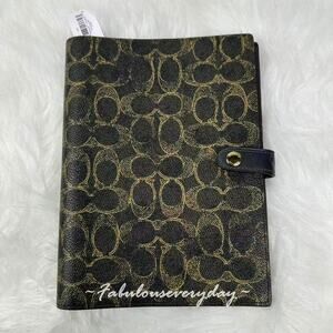 Coach Notebook In Loved Signature Canvas/Smooth Leather/Gold/Brown CDX99 NWT